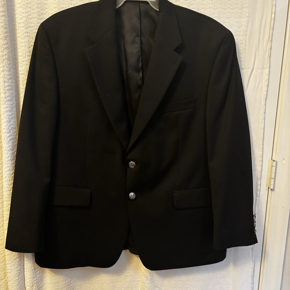 Hickey  Freeman 44L with 33/34 Sleeve Navy Blue Wool Sport Coat